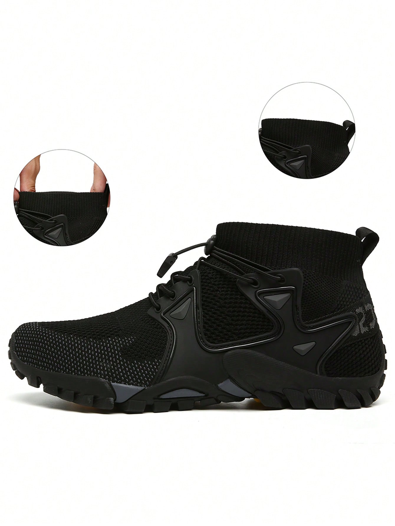 Men's High-top Hiking Shoes With Front Drawstring Closure, Sports Shoes