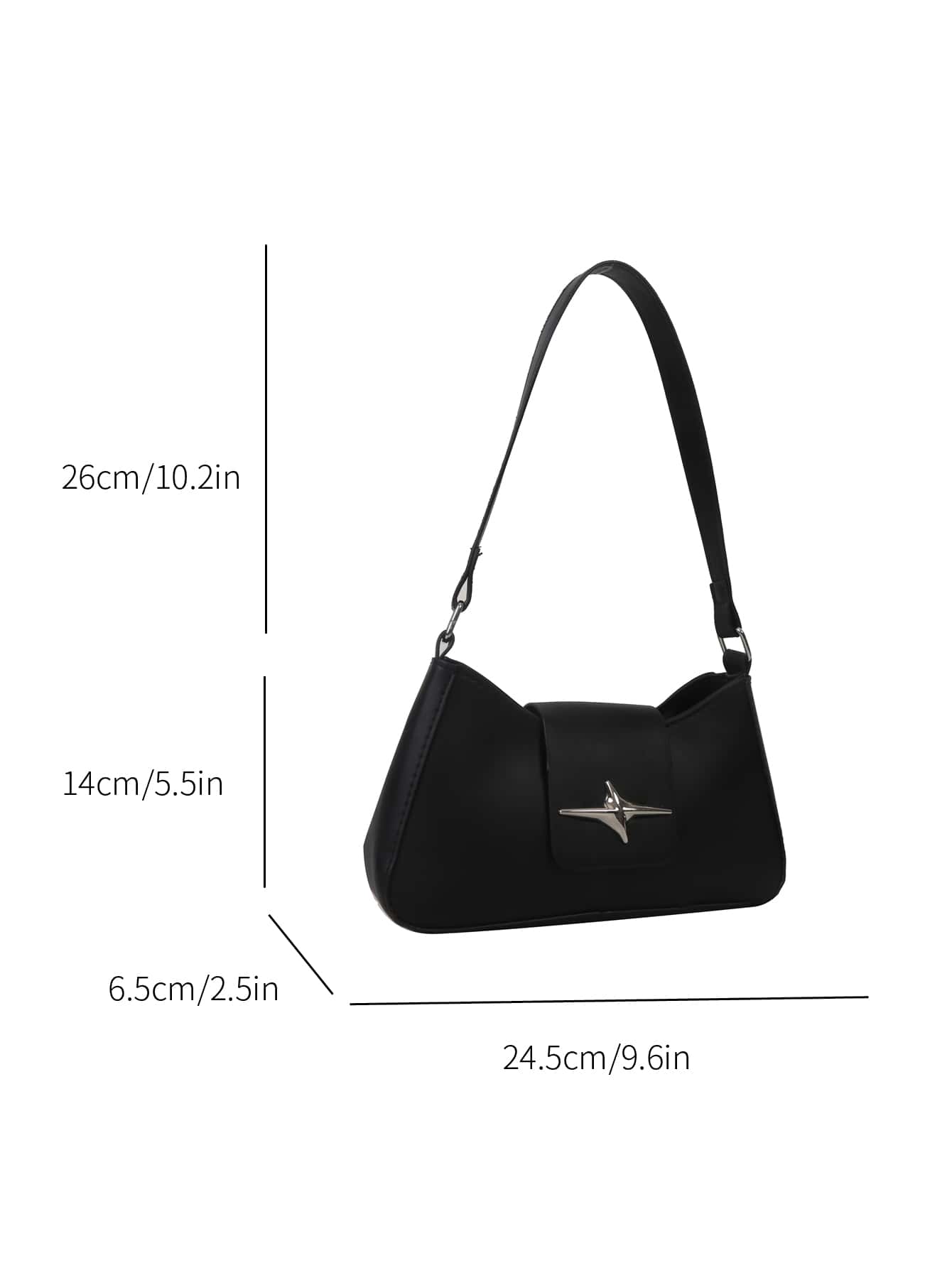 Metal Embellished Flap Design Shoulder Small Square Bag