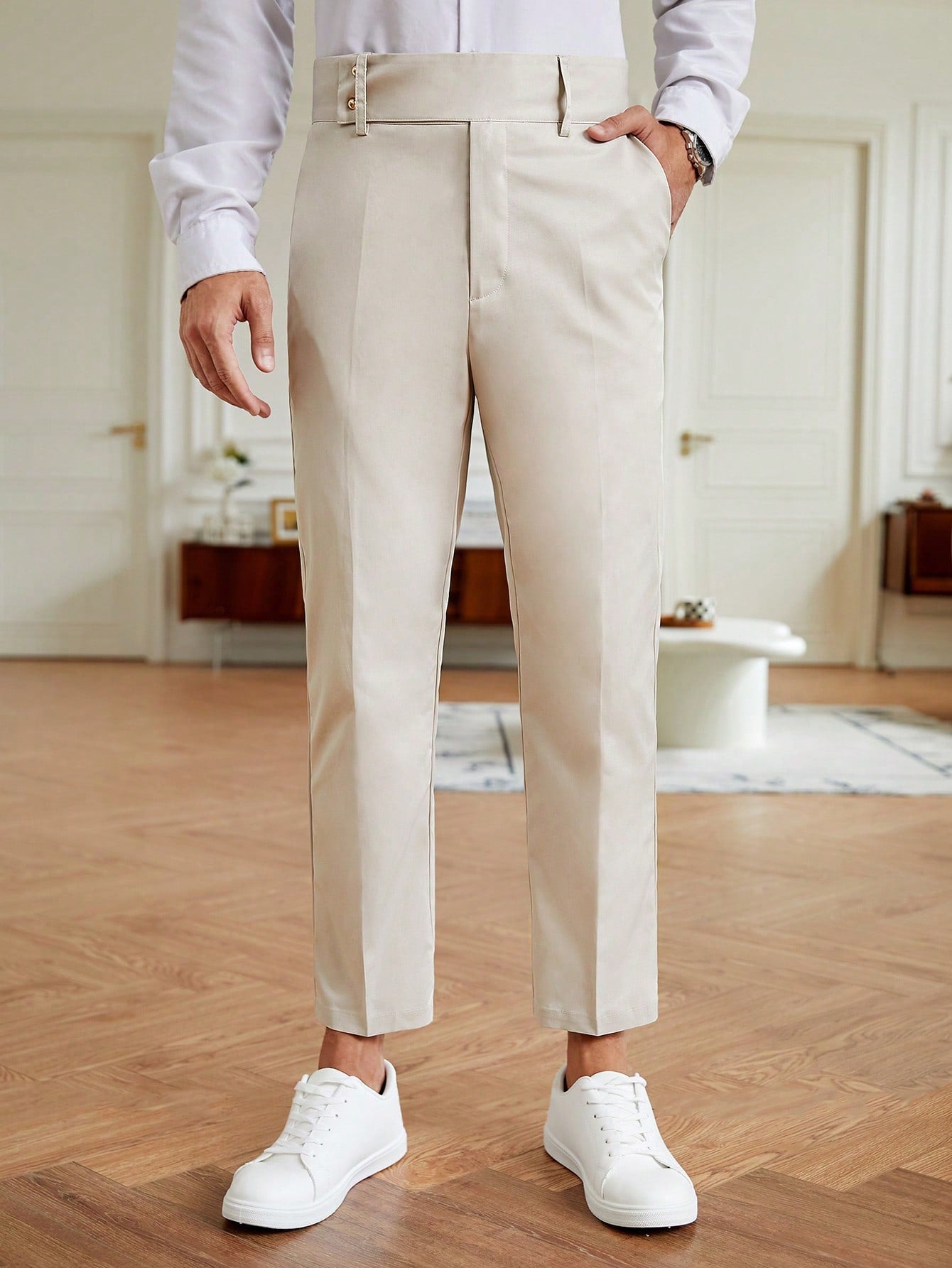 Manfinity Mode Men Solid Slant Pocket Suit Pants