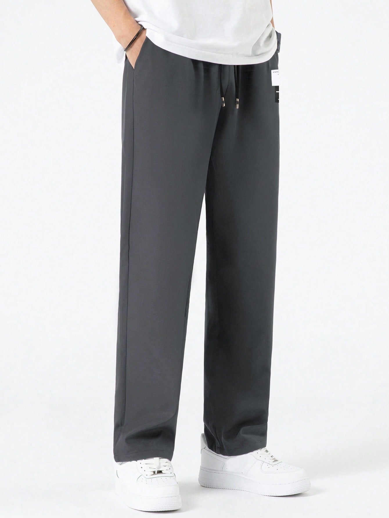 Manfinity Hypemode Men Letter Patched Detail Drawstring Waist Pants