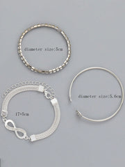 3pcs Rhinestone Heart & Infinity Decor Bracelets