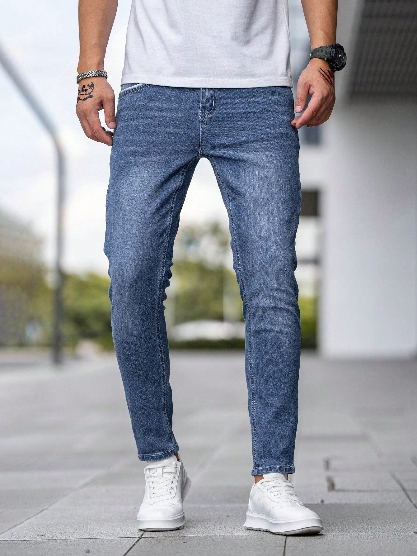 Manfinity Homme Men Slant Pocket Skinny Jeans