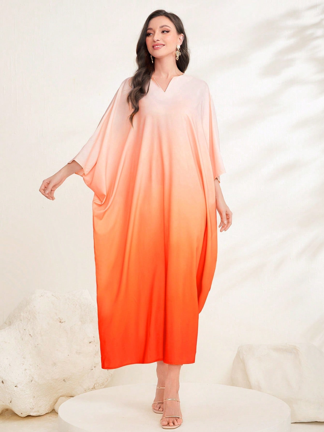 Najma Ombre Print Batwing Sleeve Kaftan