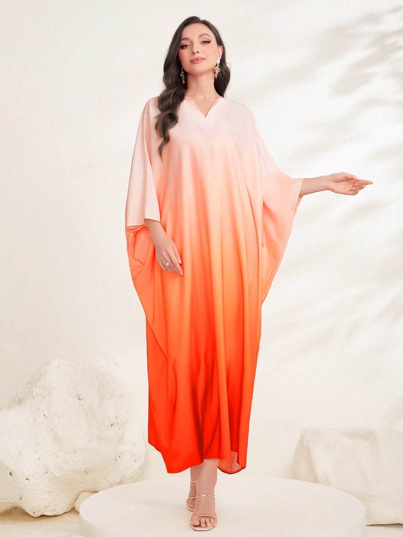 Najma Ombre Print Batwing Sleeve Kaftan