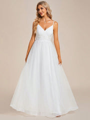 EVER-PRETTY Contrast Lace Cami Wedding Dress Without Veil