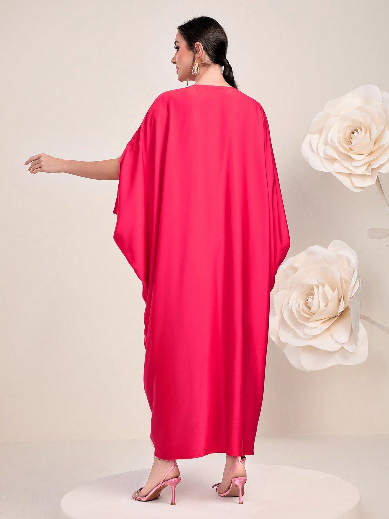 Najma 3D Rosette Ruched Kaftan Dress