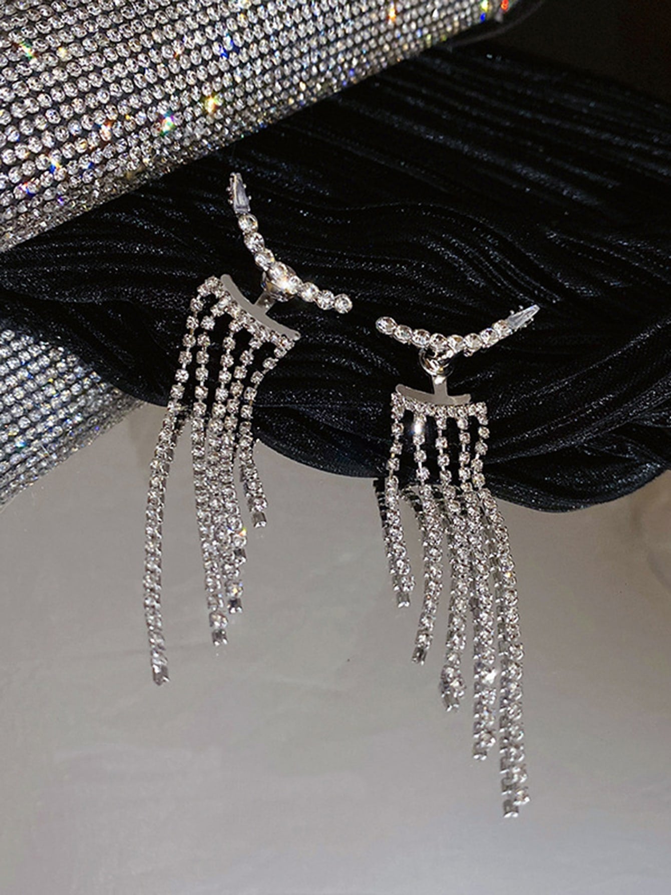 1pair Elaborate Alloy Front & Back Fringe Drop Earrings For Women's Evening Party