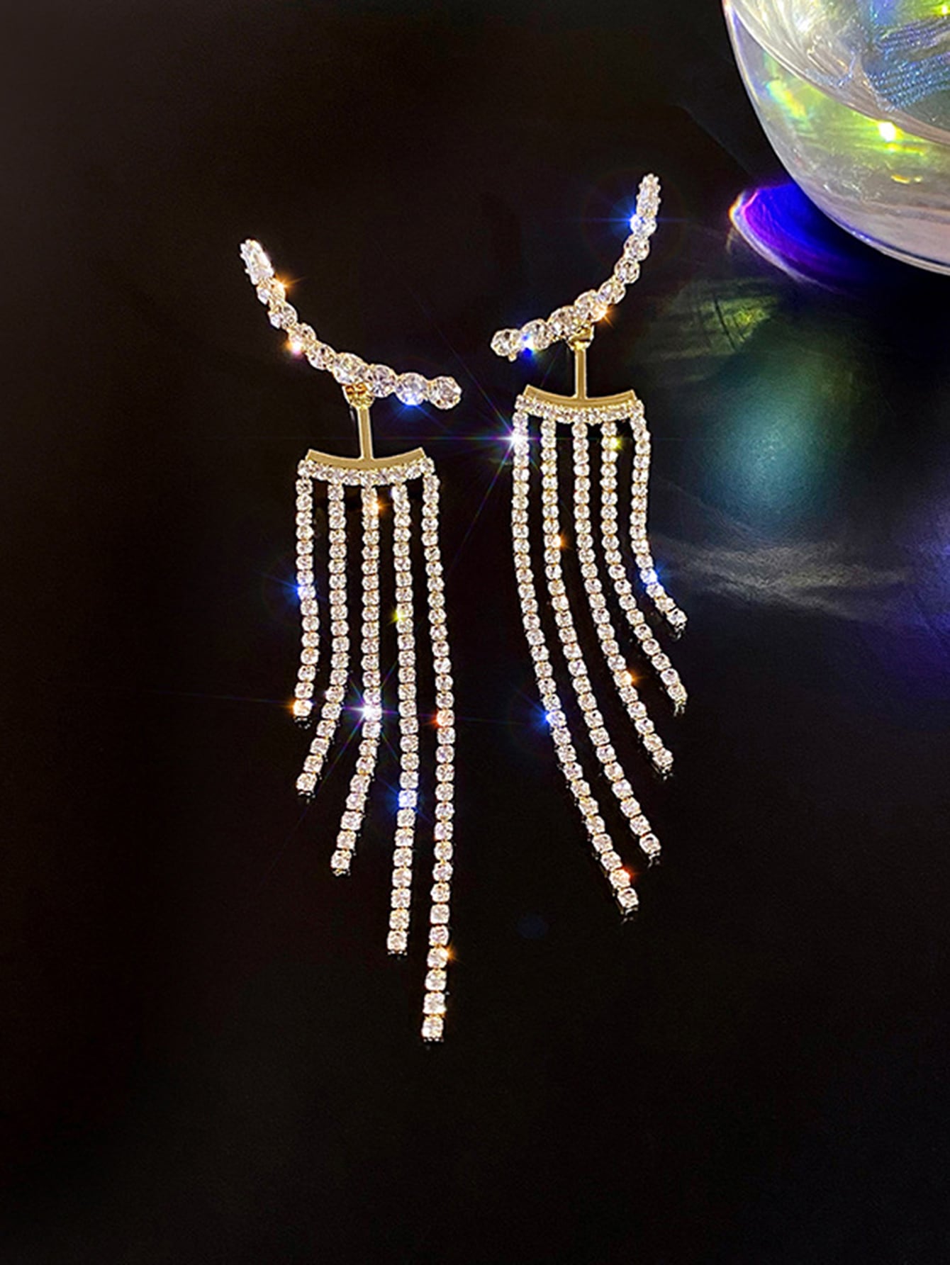 1pair Elaborate Alloy Front & Back Fringe Drop Earrings For Women's Evening Party