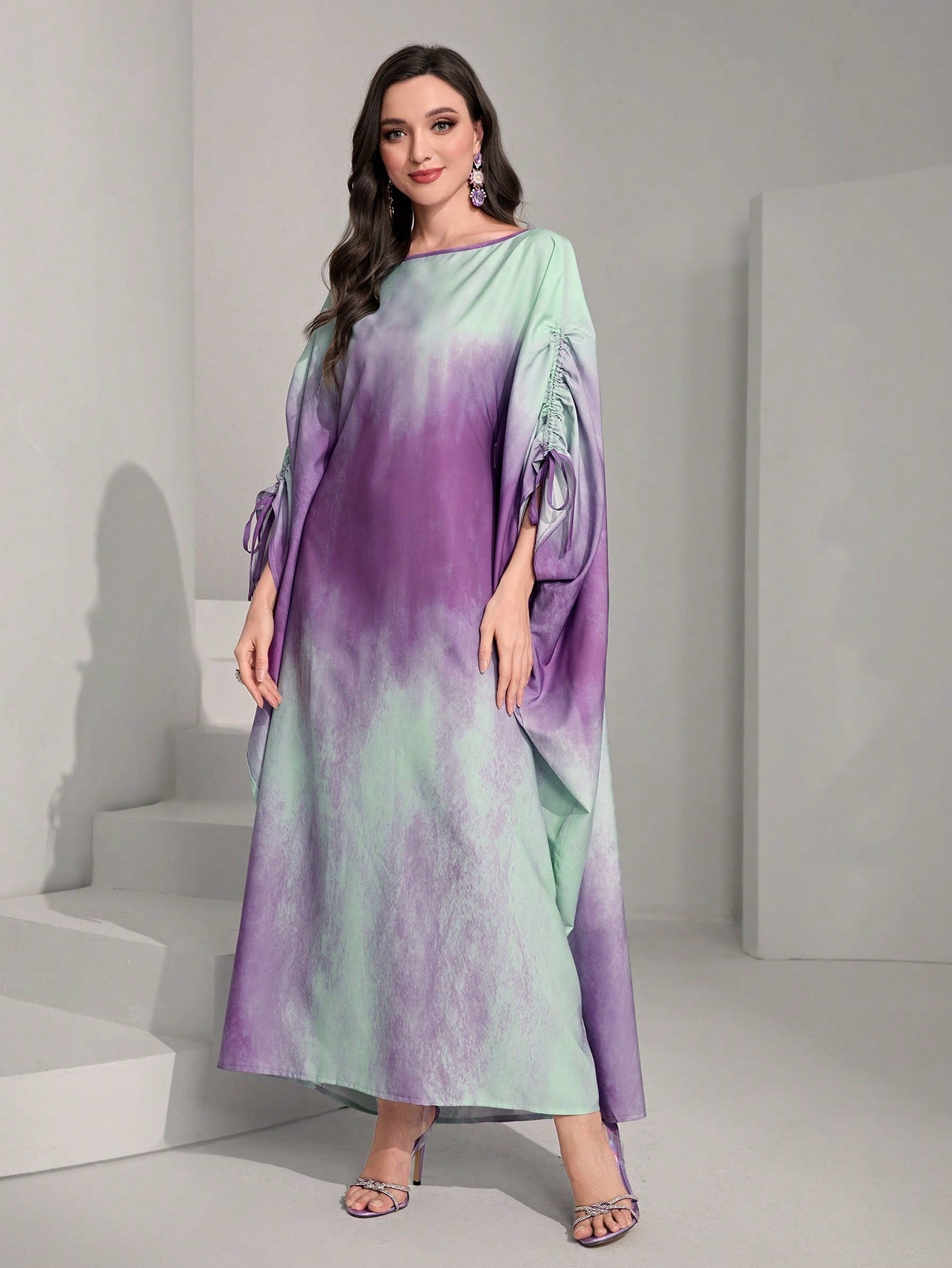 Najma Tie Dye Batwing Sleeve Kaftan