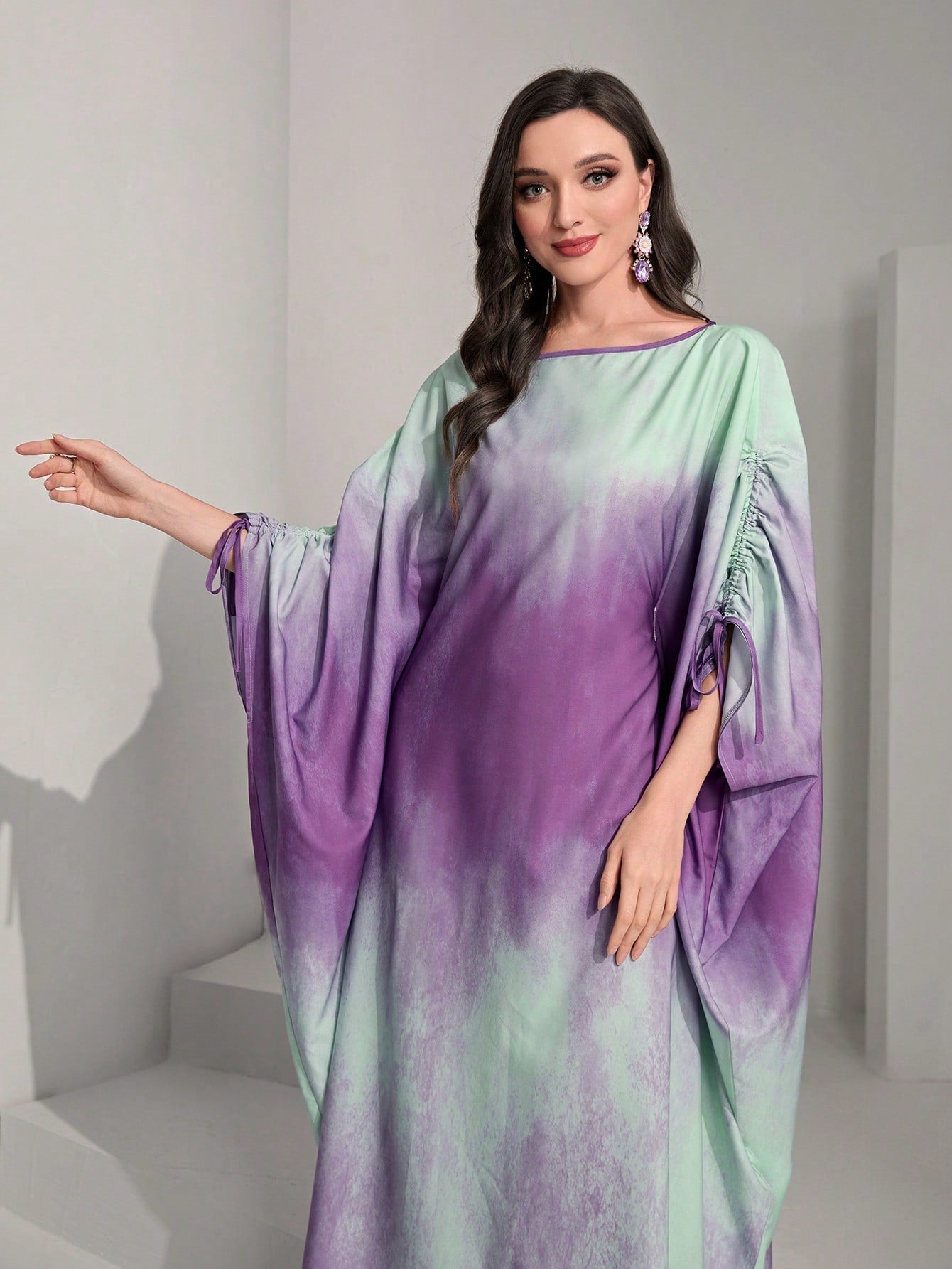 Najma Tie Dye Batwing Sleeve Kaftan