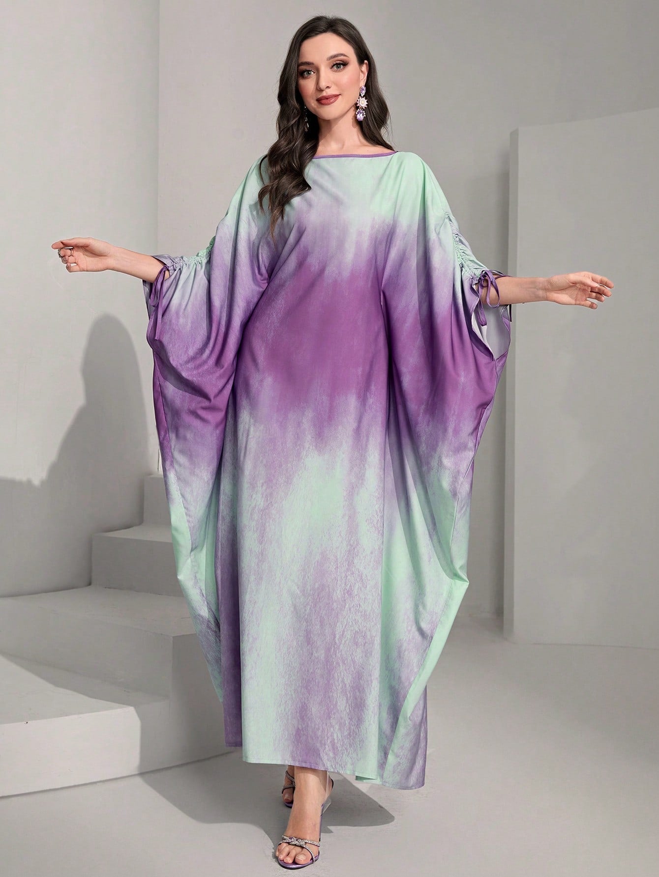 Najma Tie Dye Batwing Sleeve Kaftan