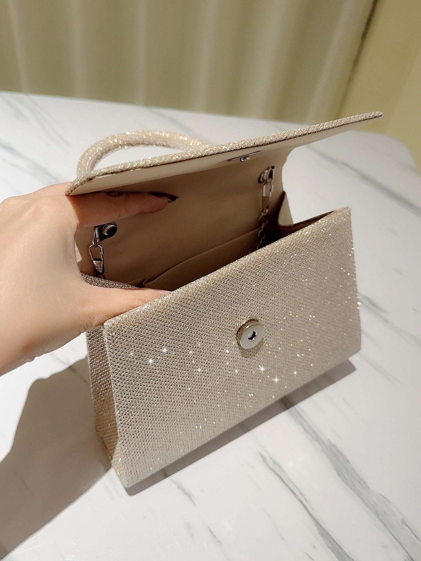 Women Formal Glitter Flap Tote Evening Bag Party Mini Square Bag Prom Bag Temperament Evening Bags For Birthday,Prom, Party