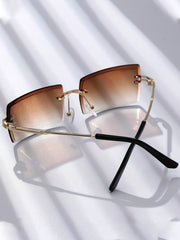 1pair Square Rimless Personality Stylish Sunglasses For Sun Protection