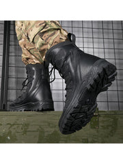 High-top Tactical Training Boots Outdoor Hiking Boots Unisex Anti-slip & Wear-resistant Field Sports Shoes, Plus Size 45-47 Men's Work Boots Security Shoes