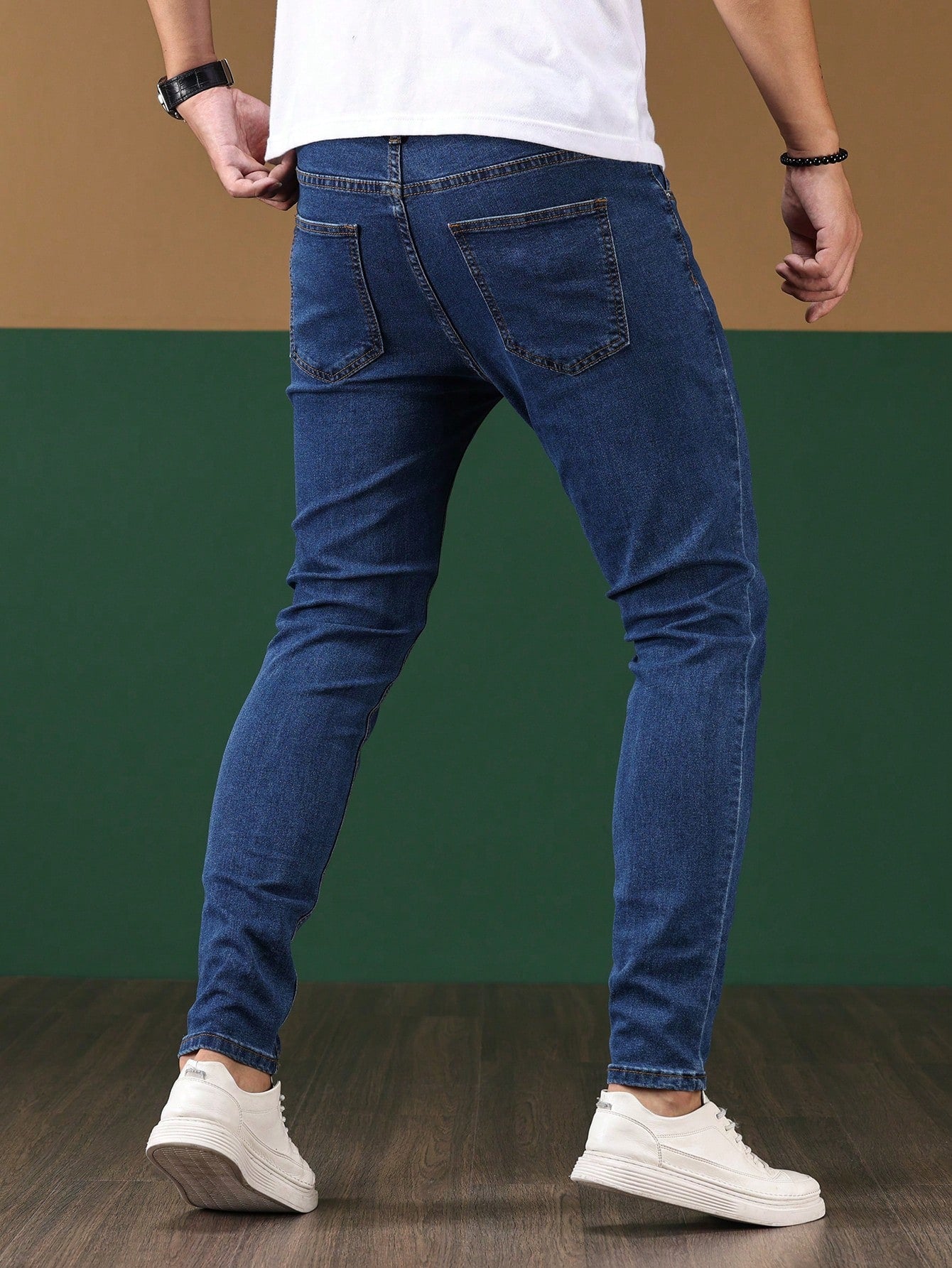 Manfinity Homme Men Contrast Stitch Skinny Jeans