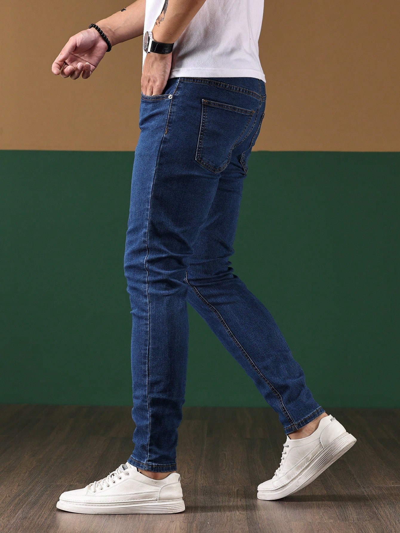 Manfinity Homme Men Contrast Stitch Skinny Jeans