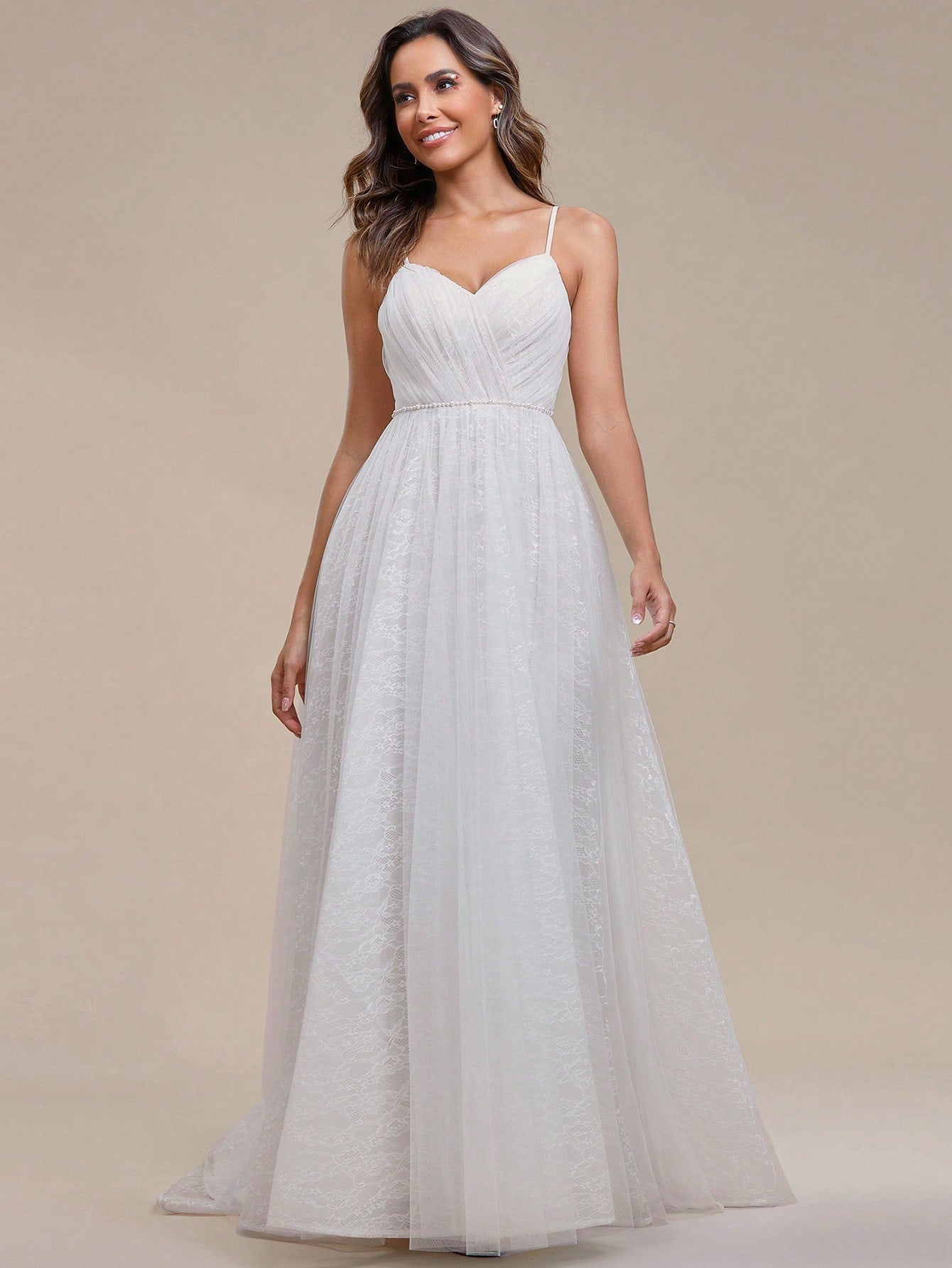 EVER-PRETTY Solid Zip Back Cami Wedding Dress