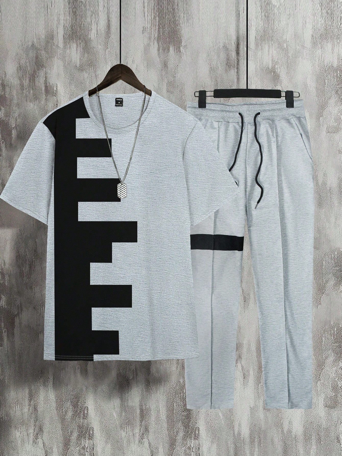 Manfinity Men Colorblock Tee & Drawstring Waist Sweatpants