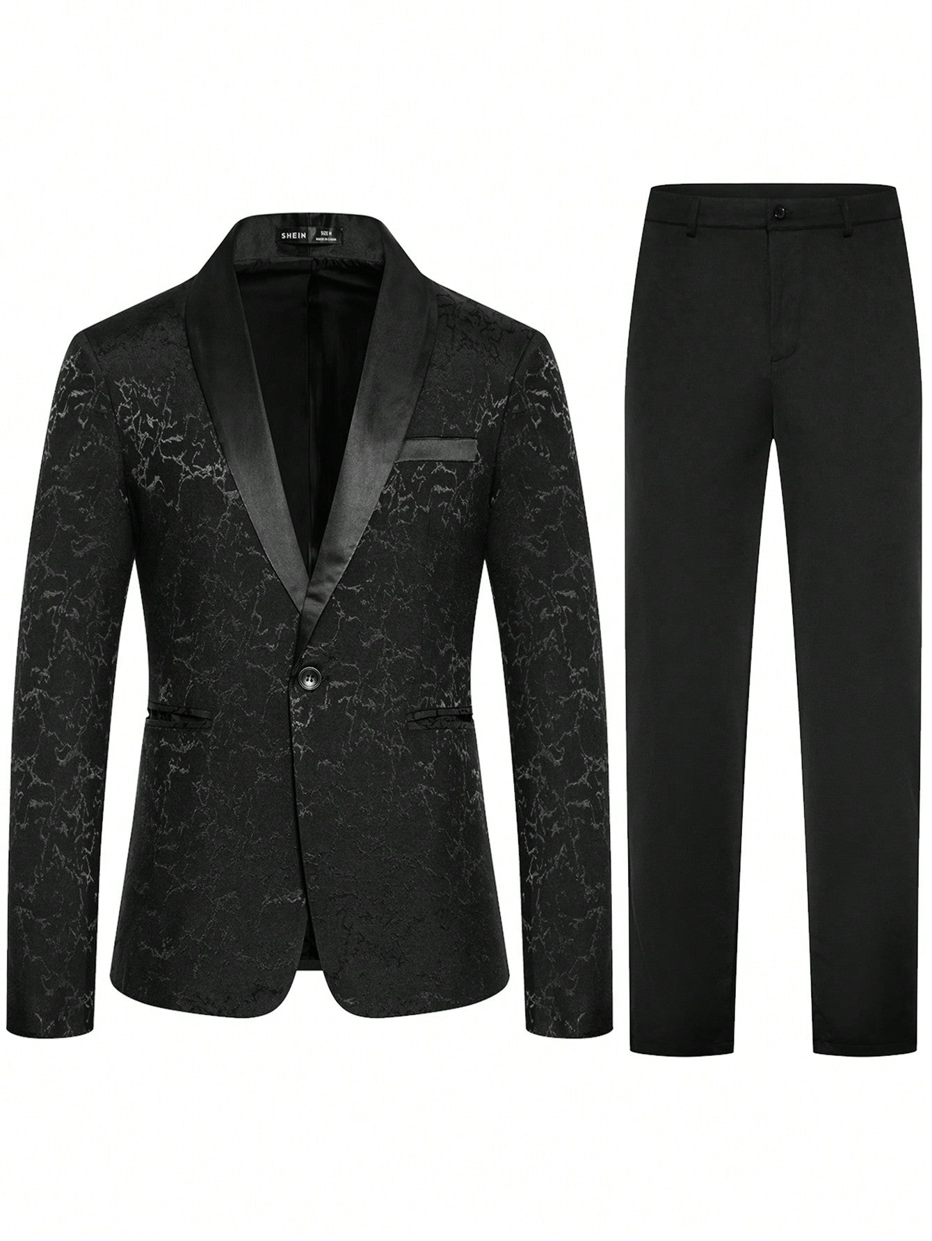 Manfinity Men Jacquard Shawl Collar Blazer & Suit Pants