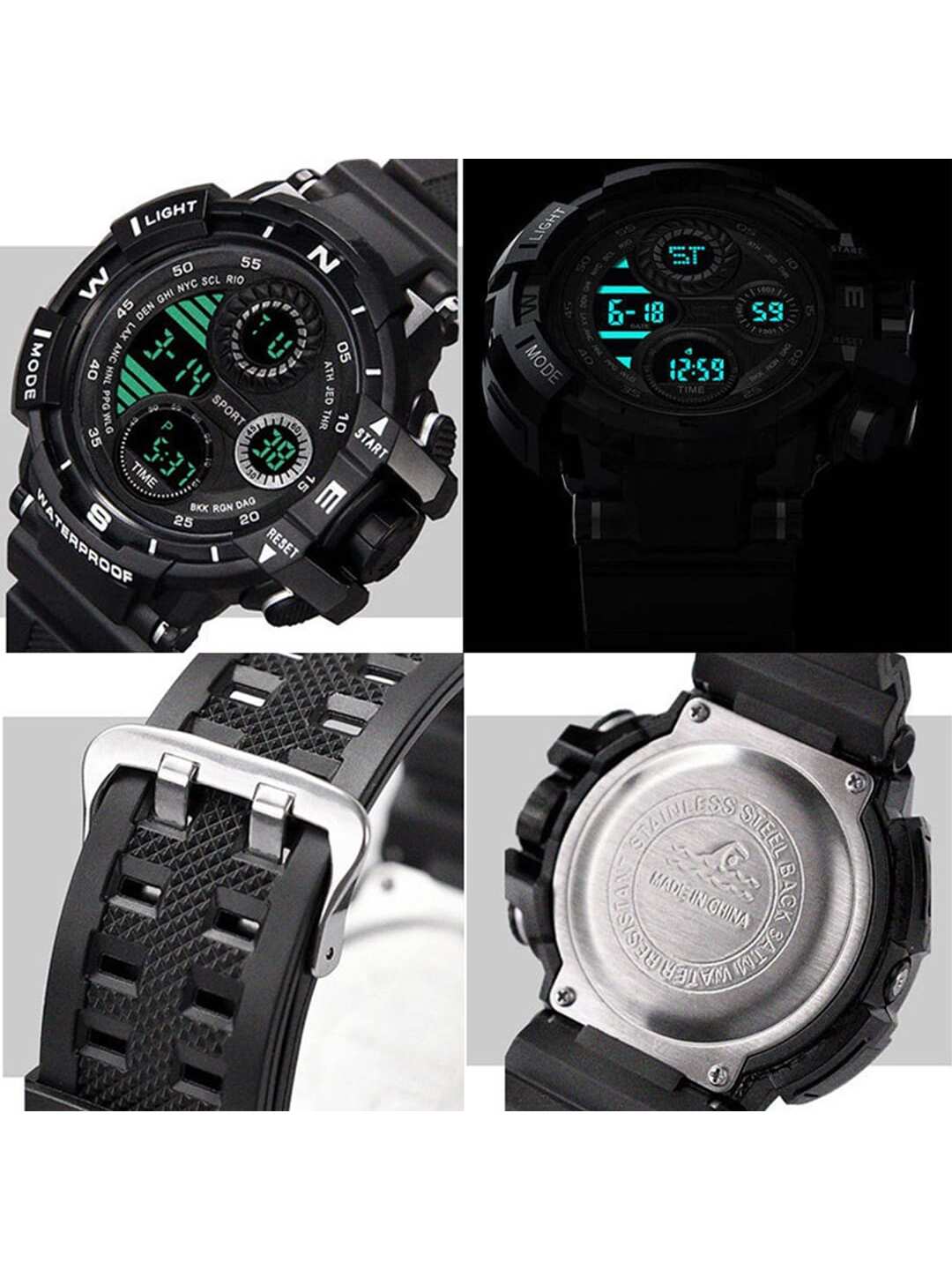 1pc Men's Sports Led Electronic Wristwatch With Calendar, Alarm, Shock Resistance, With Gift Box