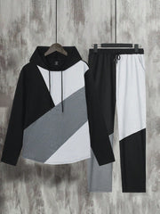 Manfinity Men Color Block Drawstring Hoodie & Sweatpants