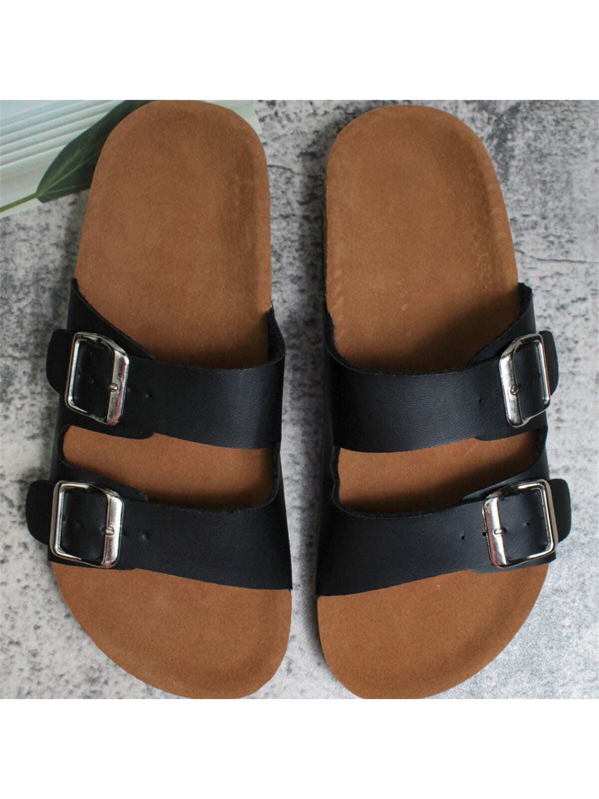 Men's Plus Size Soft And Anti-skid Pu Sole Slippers, Indoor Or Outdoor Beach Sandals For Couples