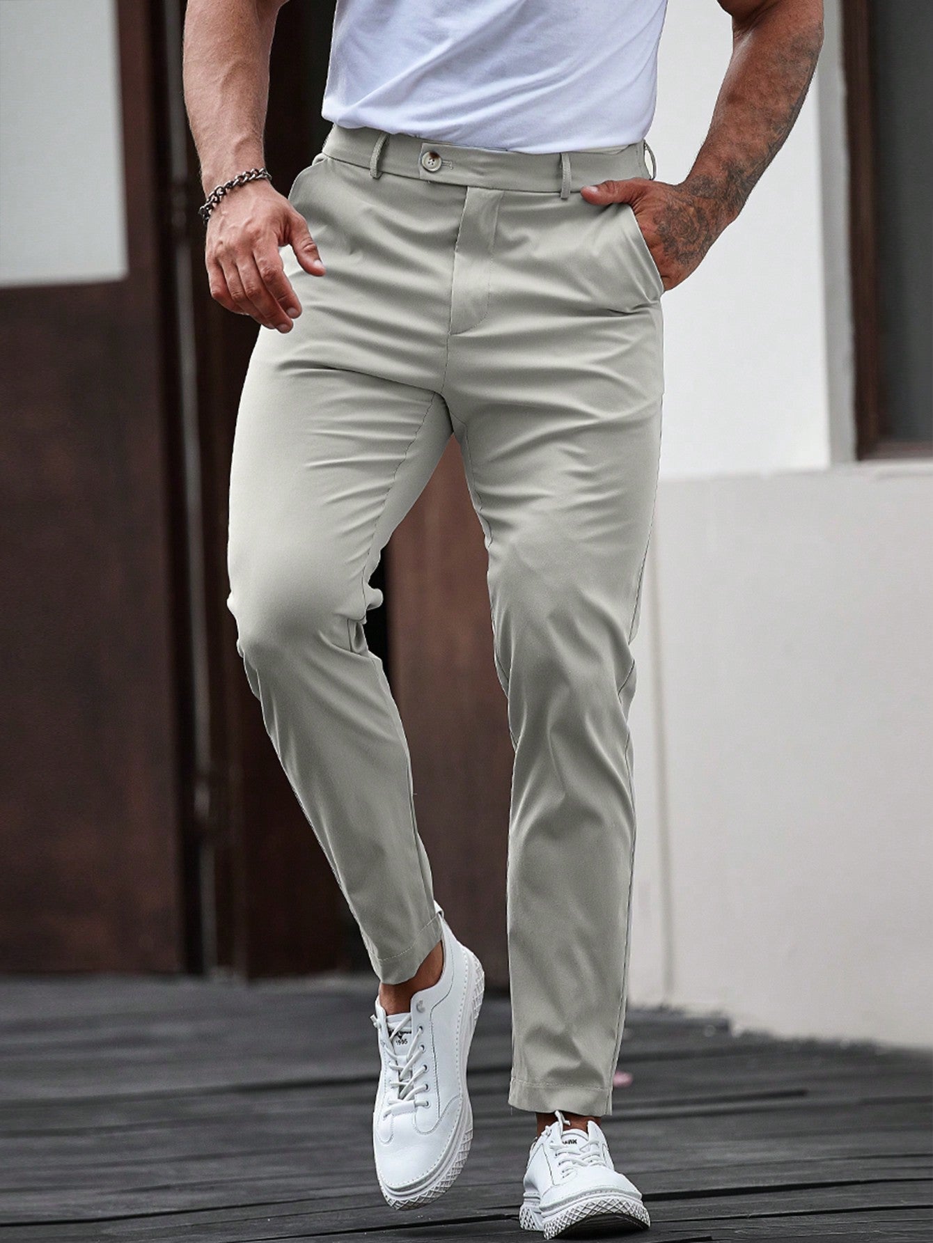 Manfinity Mode Solid Color Suit Pants