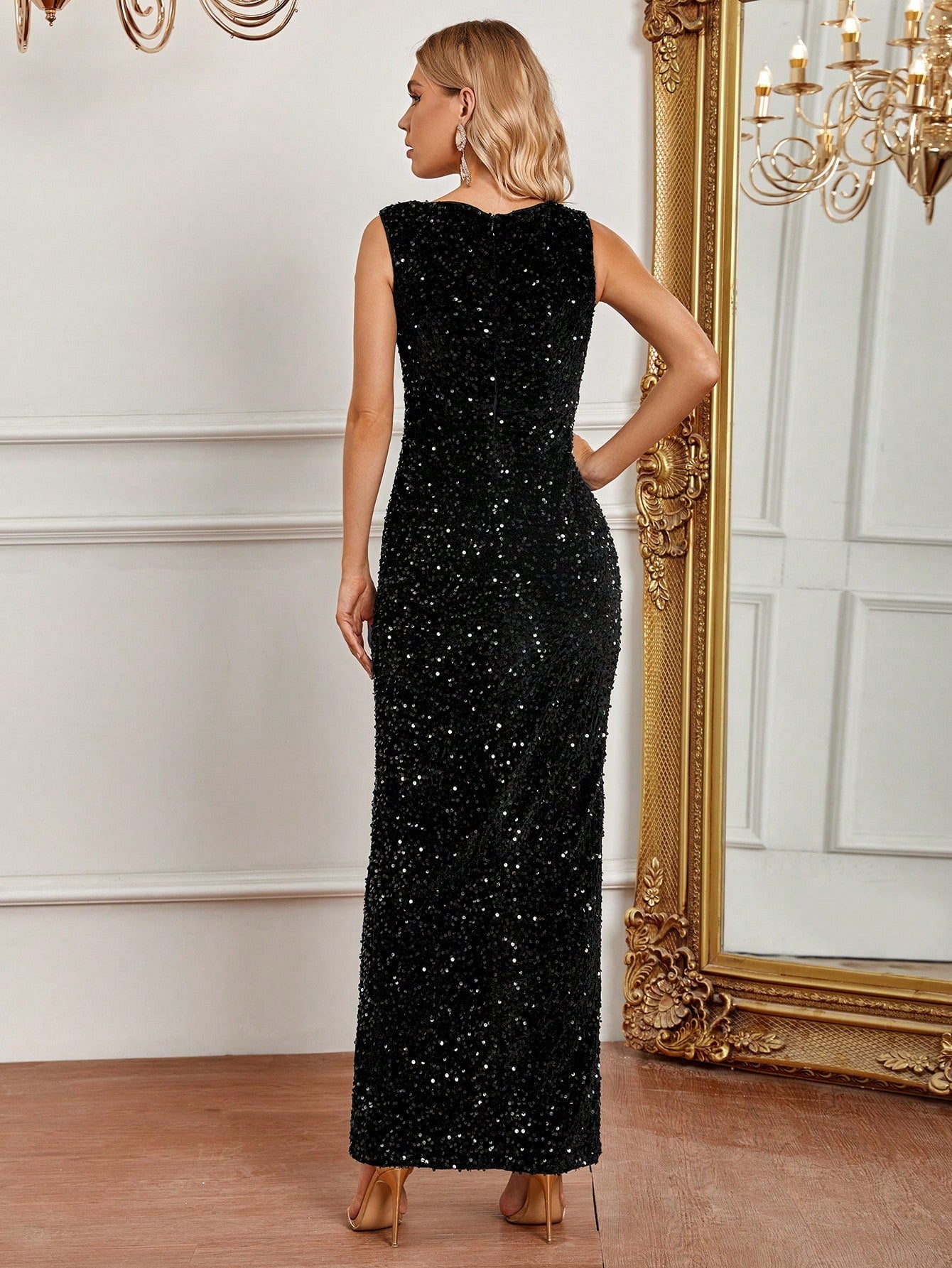 Belle Split Thigh Sequin Formal Dress