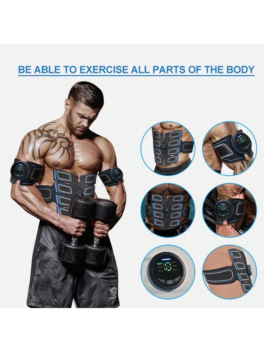 Muscle Stimulator Abdominal Shaping Belt, Pu Training Waist Trimmer With Wireless Abdominal Trainer Fitness Equipment Body Massaging Device Suitable For Men And Women's Abdominal/Arm/Leg Home Office Exercise