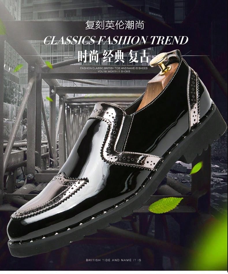 Men's Formal/casual Shoes, Brogue Details, Golden Leather, Lace-up Closure, Suitable For Wedding/business/party/nightclub