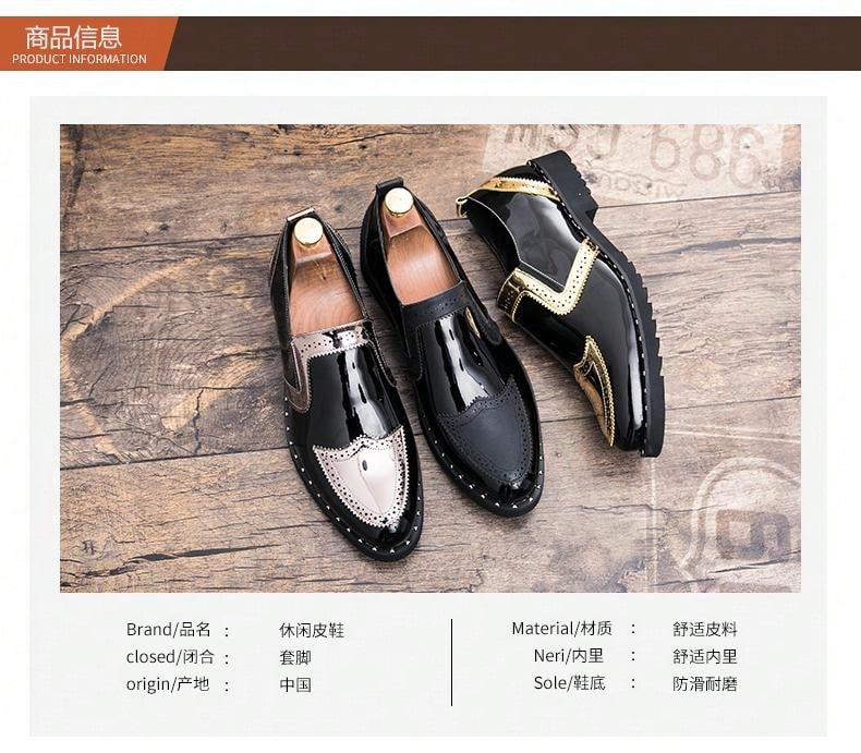 Men's Formal/casual Shoes, Brogue Details, Golden Leather, Lace-up Closure, Suitable For Wedding/business/party/nightclub