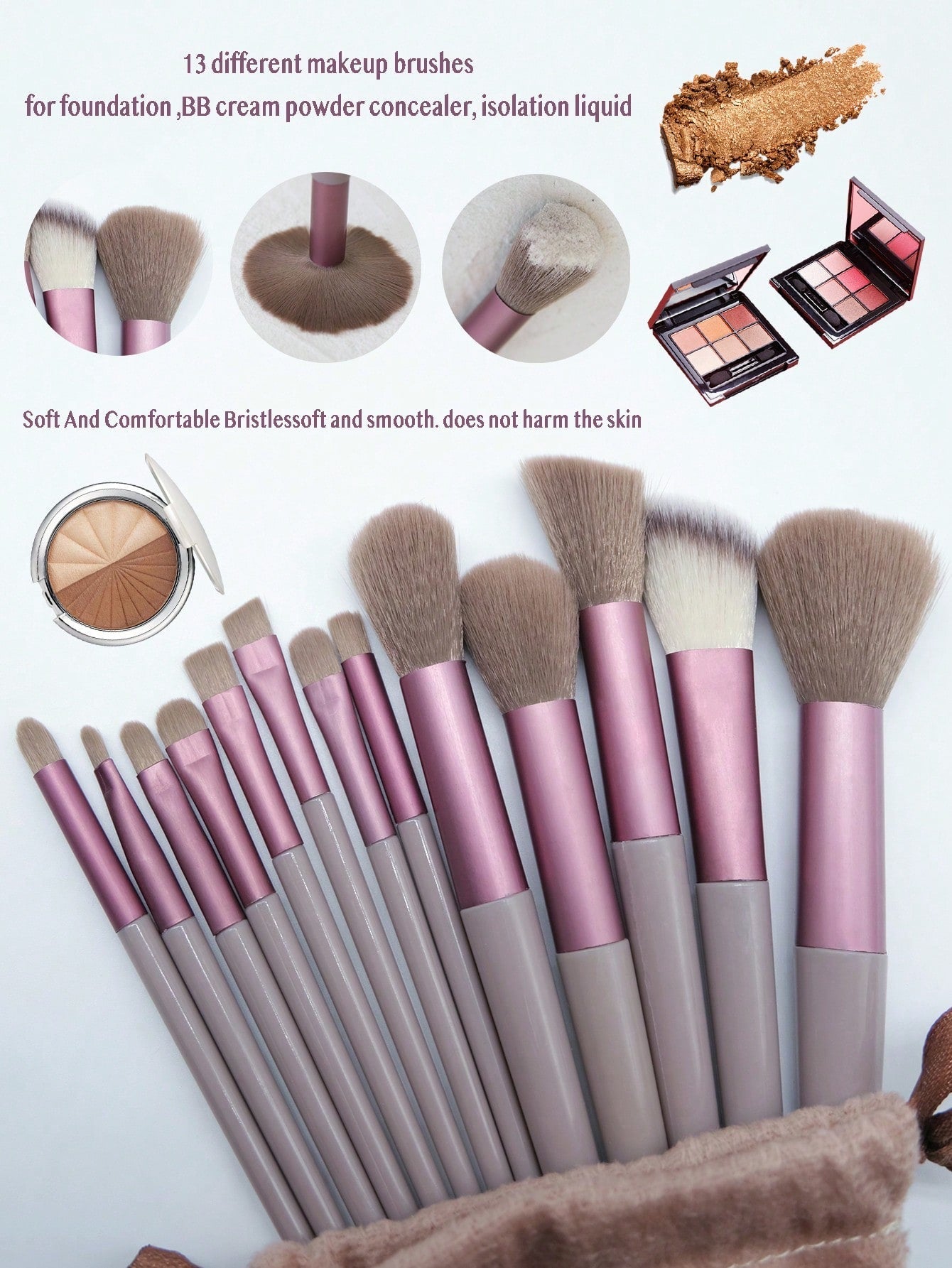 13pcs Portable Makeup Brush Set For Blush, Eyeshadow, Full Range Of Beauty Tools Black Friday