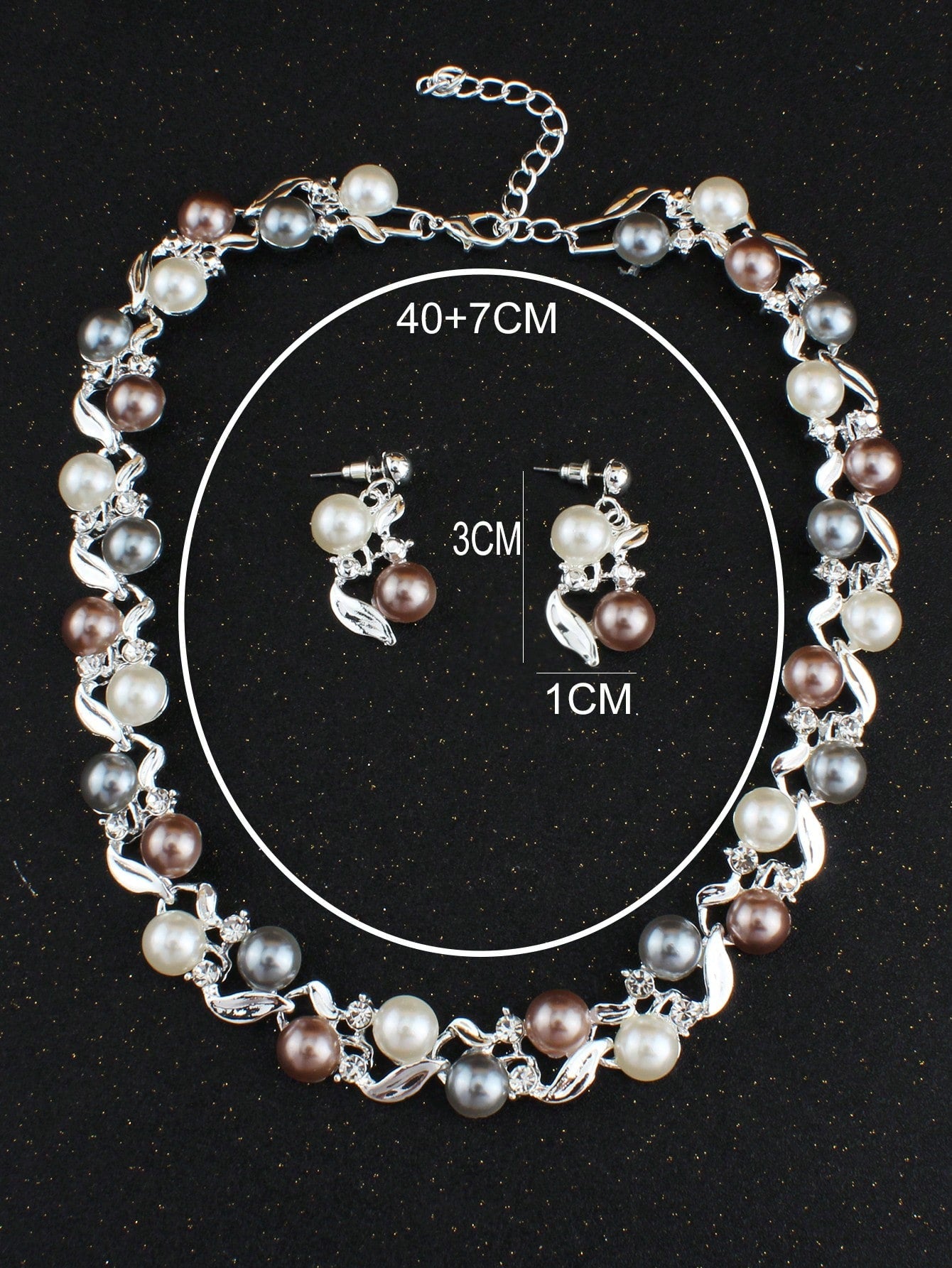 3pcs/set Glamorous Rhinestone & Faux Pearl Decor Jewelry Set For Women For Wedding Party