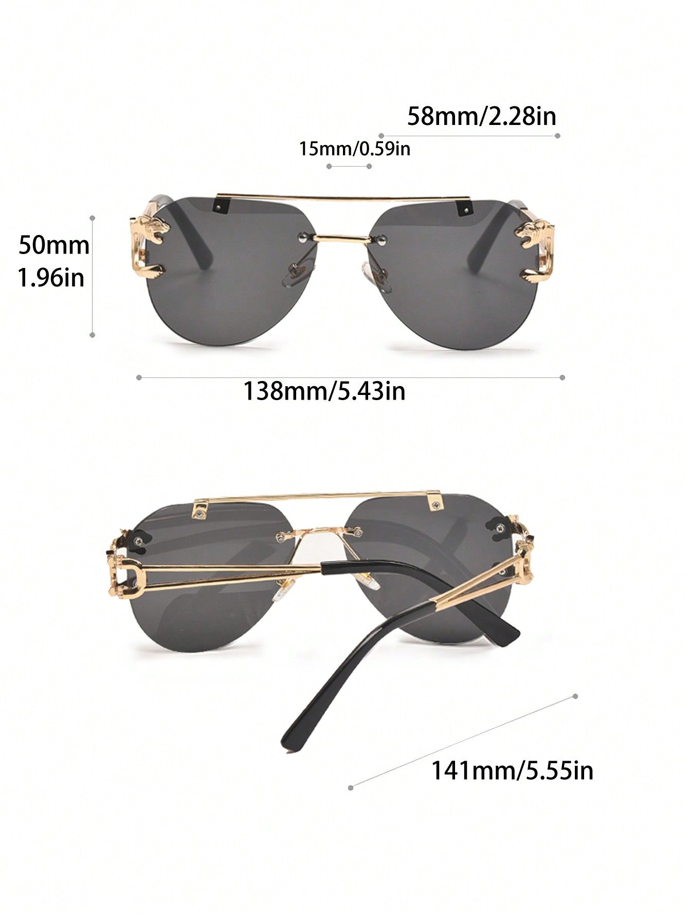 1pair Women Top Bar Rimless Fashion Versatile Fashion Glasses, For Daily Life