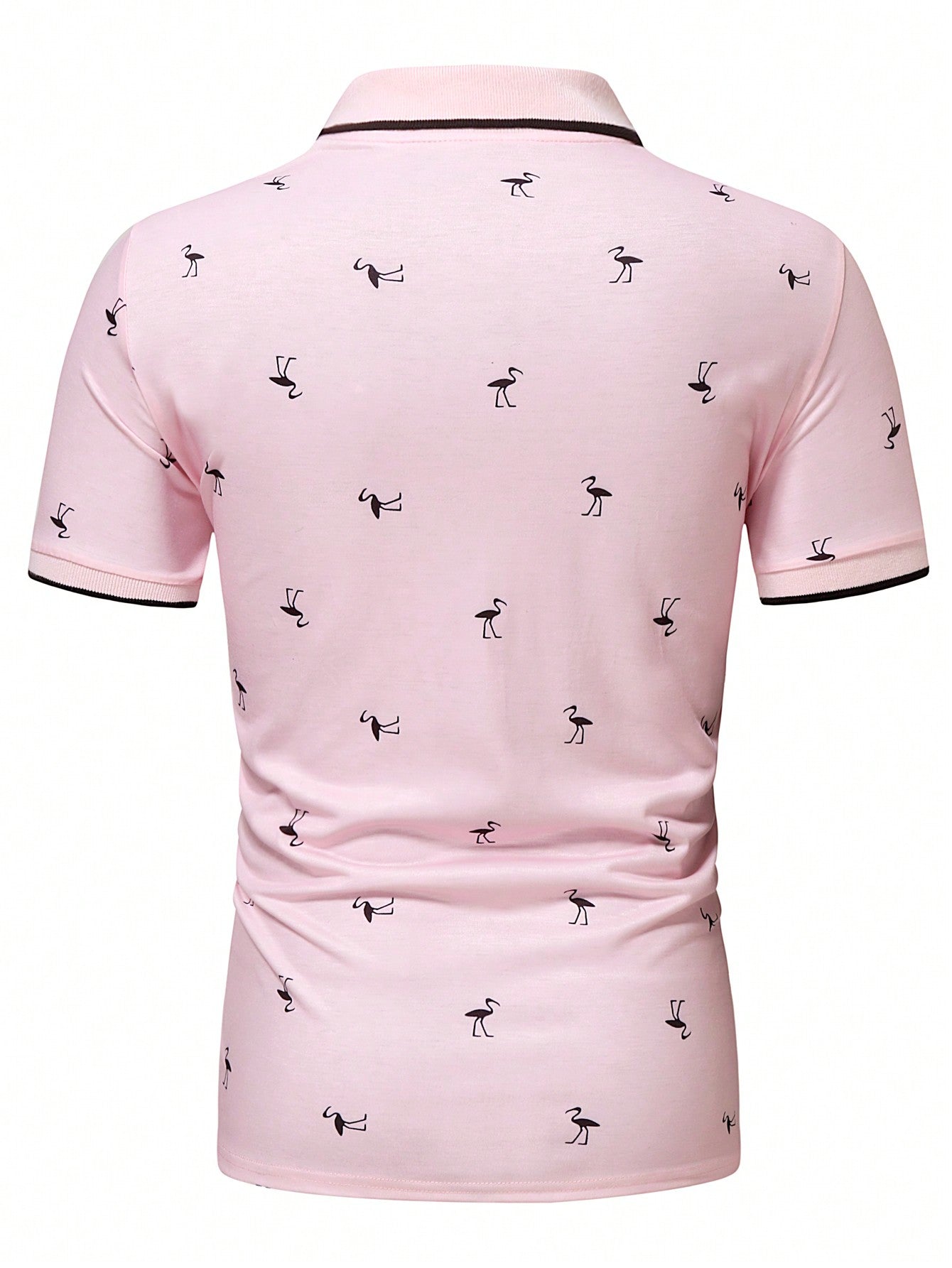 Manfinity RSRT Men Flamingo Print Contrast Trim Polo Shirt