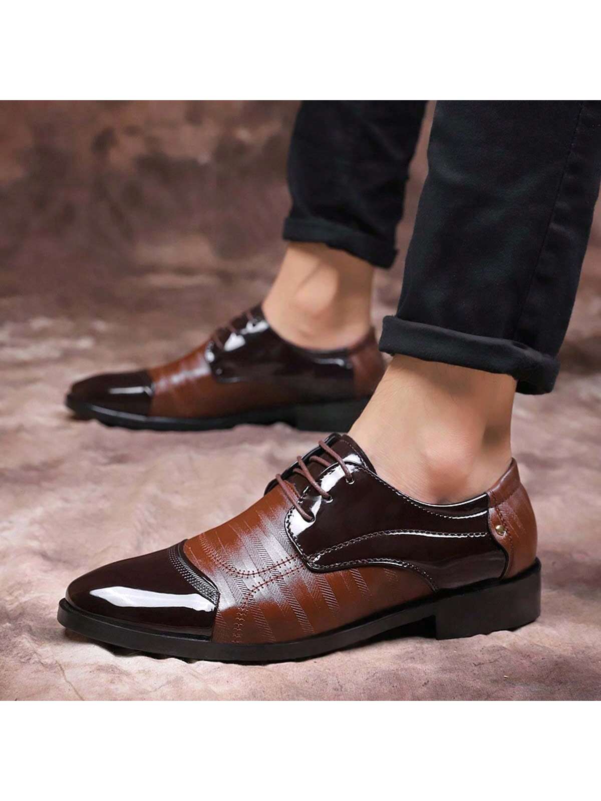 New Arrival Men's Business Pu Leather Shoes Formal Lace Up Pointed Toe Dress Shoes