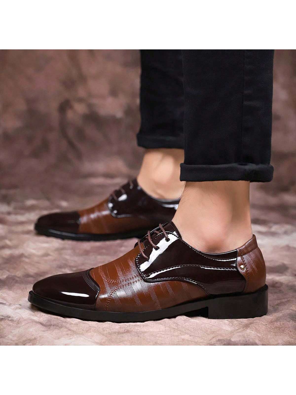 New Arrival Men's Business Pu Leather Shoes Formal Lace Up Pointed Toe Dress Shoes