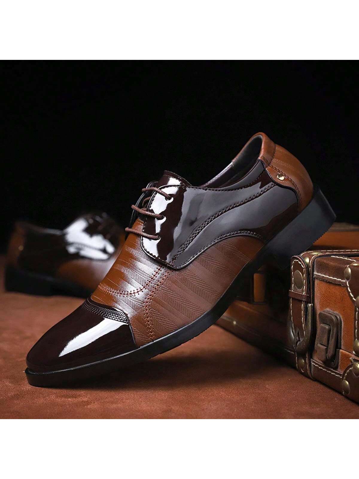 New Arrival Men's Business Pu Leather Shoes Formal Lace Up Pointed Toe Dress Shoes