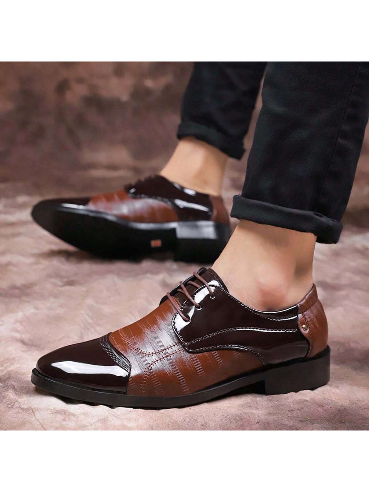 New Arrival Men's Business Pu Leather Shoes Formal Lace Up Pointed Toe Dress Shoes