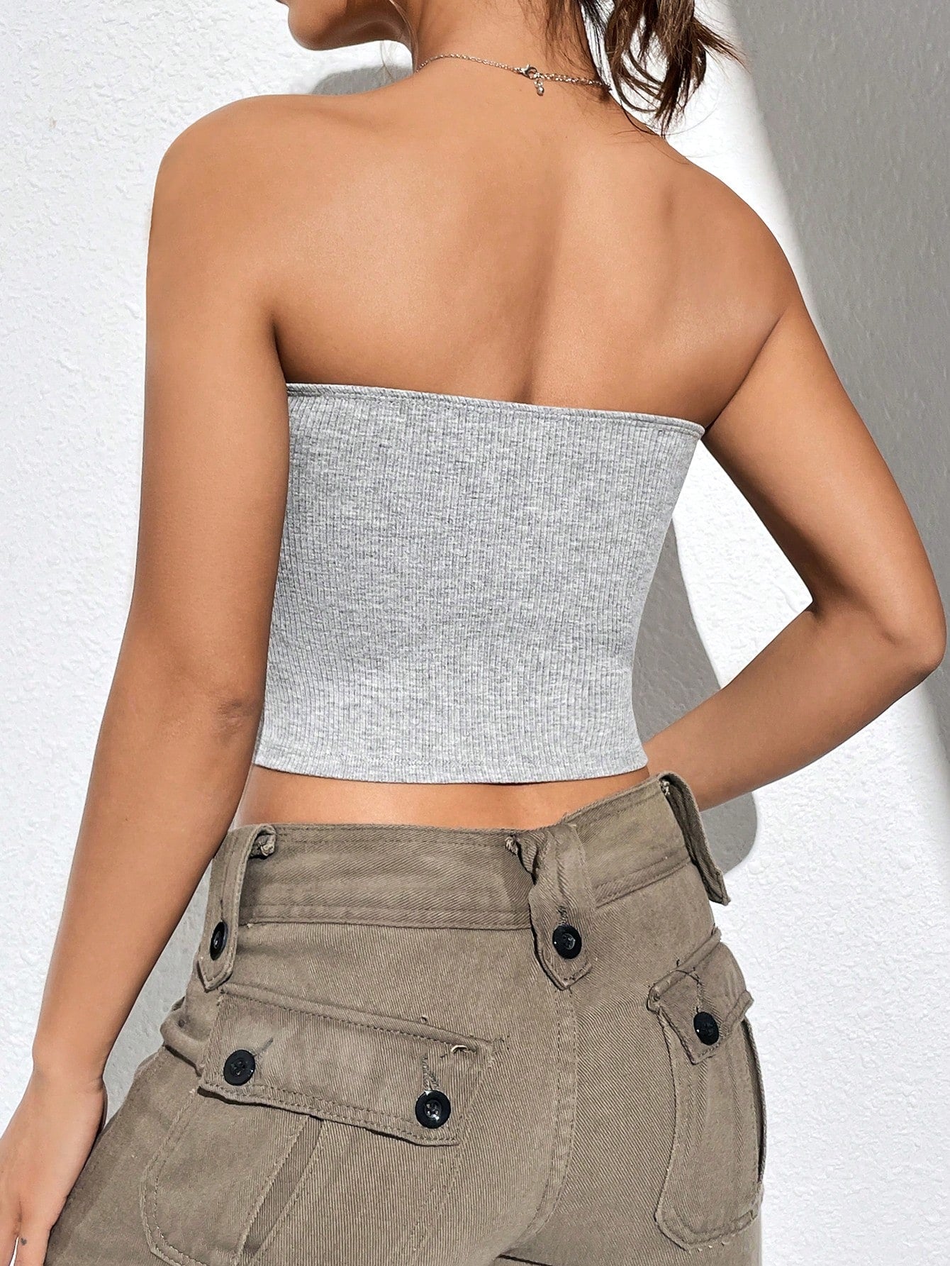 EZwear Solid Ribbed Knit Tube Top