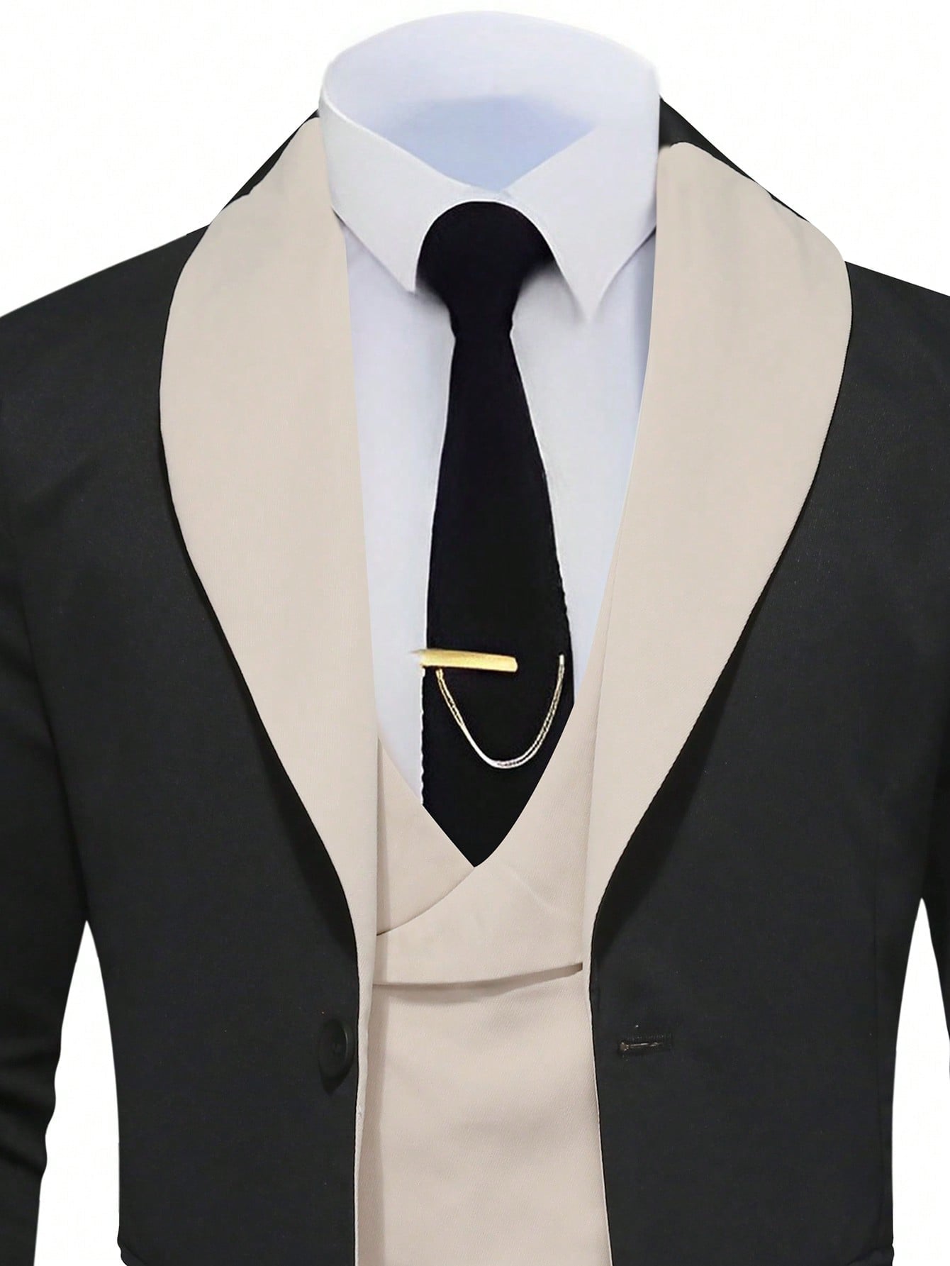 Manfinity Mode Men's Color Block Suit Jacket, Vest And Pants Set