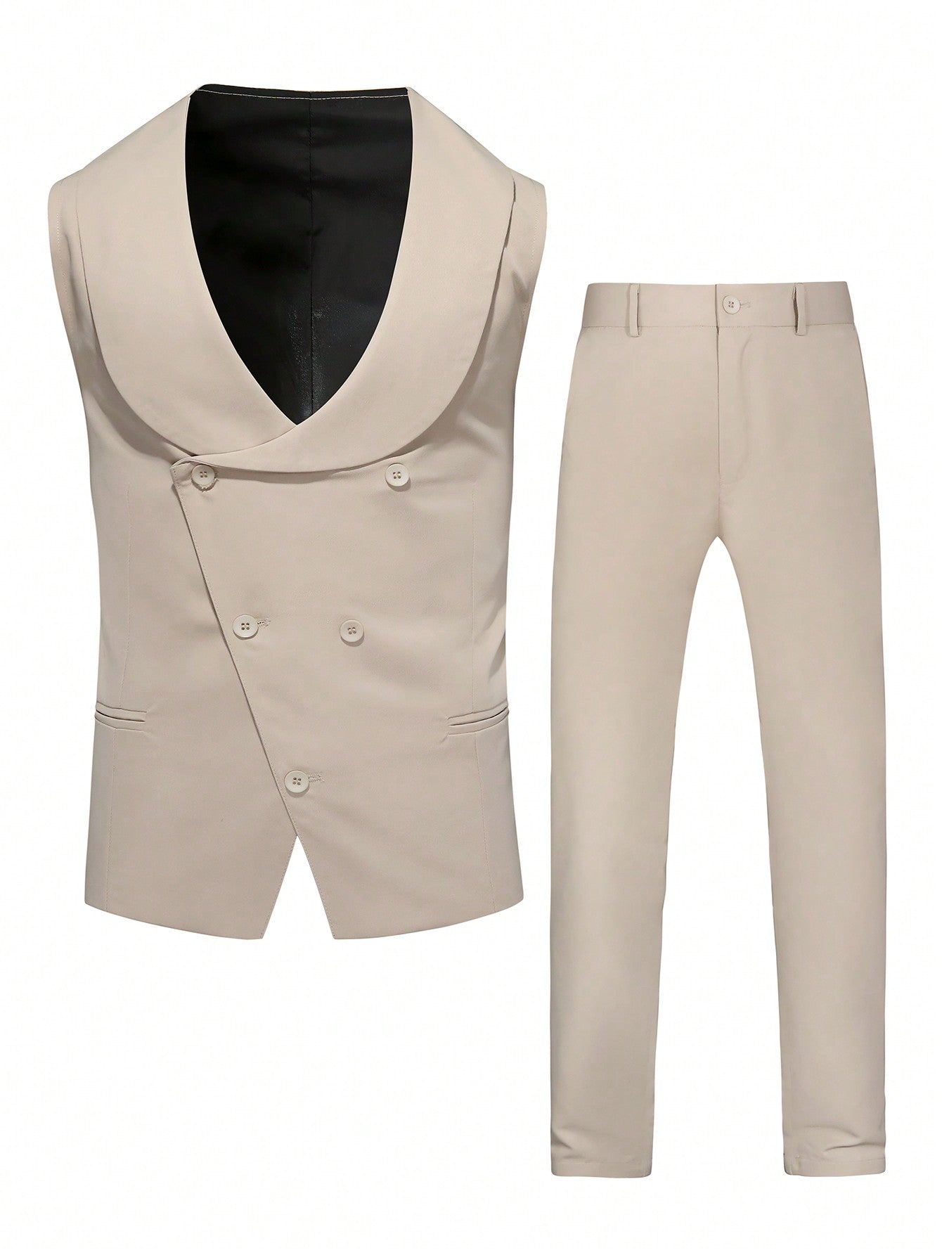 Manfinity Mode Men's Color Block Suit Jacket, Vest And Pants Set