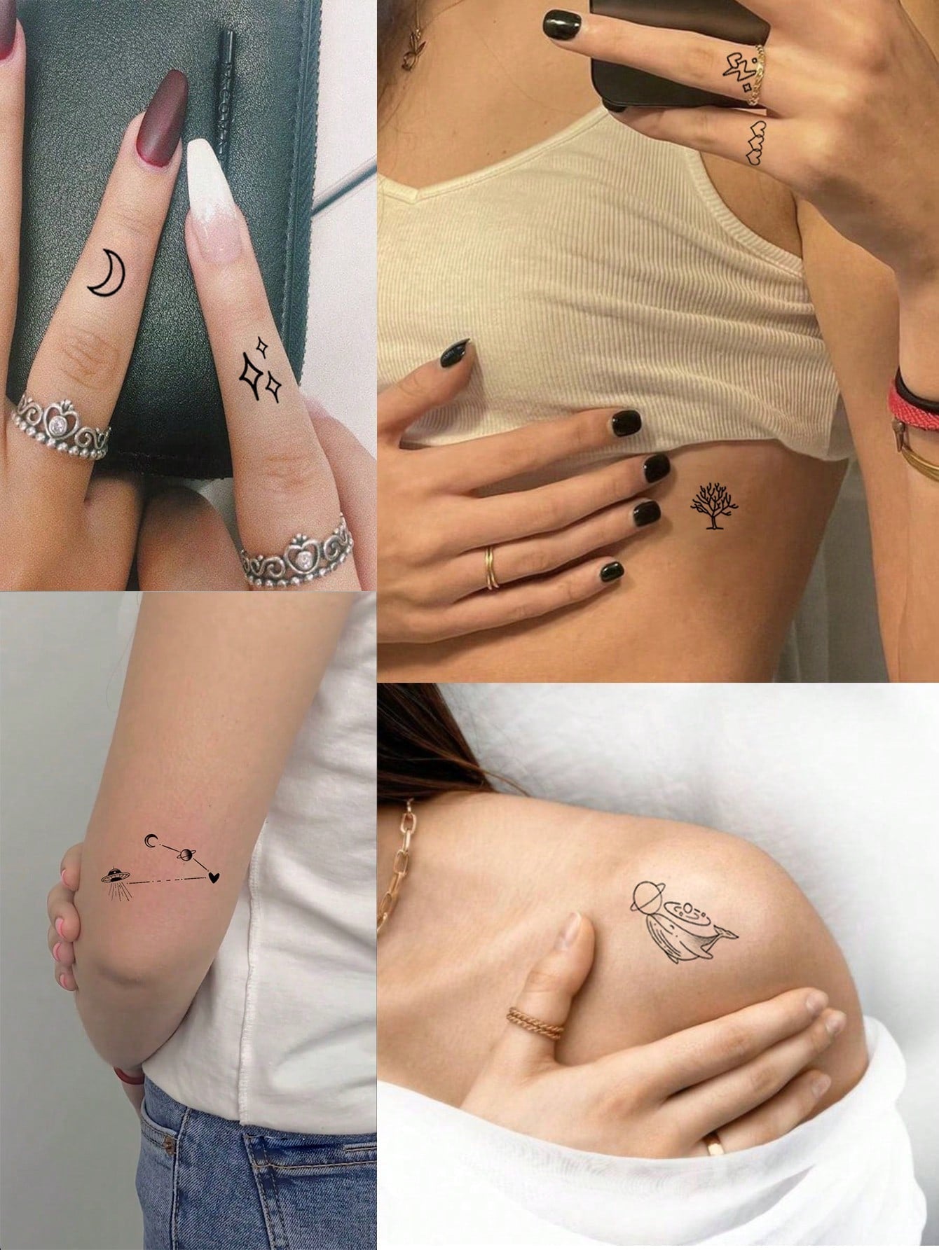 20pcs Creative Small Black Tattoos For Men And Women, Including Realistic Snake, Branch And Planet Temporary Waterproof Stickers For Arms, Face, Fingers And Neck