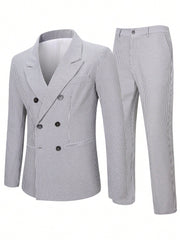 Manfinity Mode Men Striped Double Breasted Blazer & Suit Pants