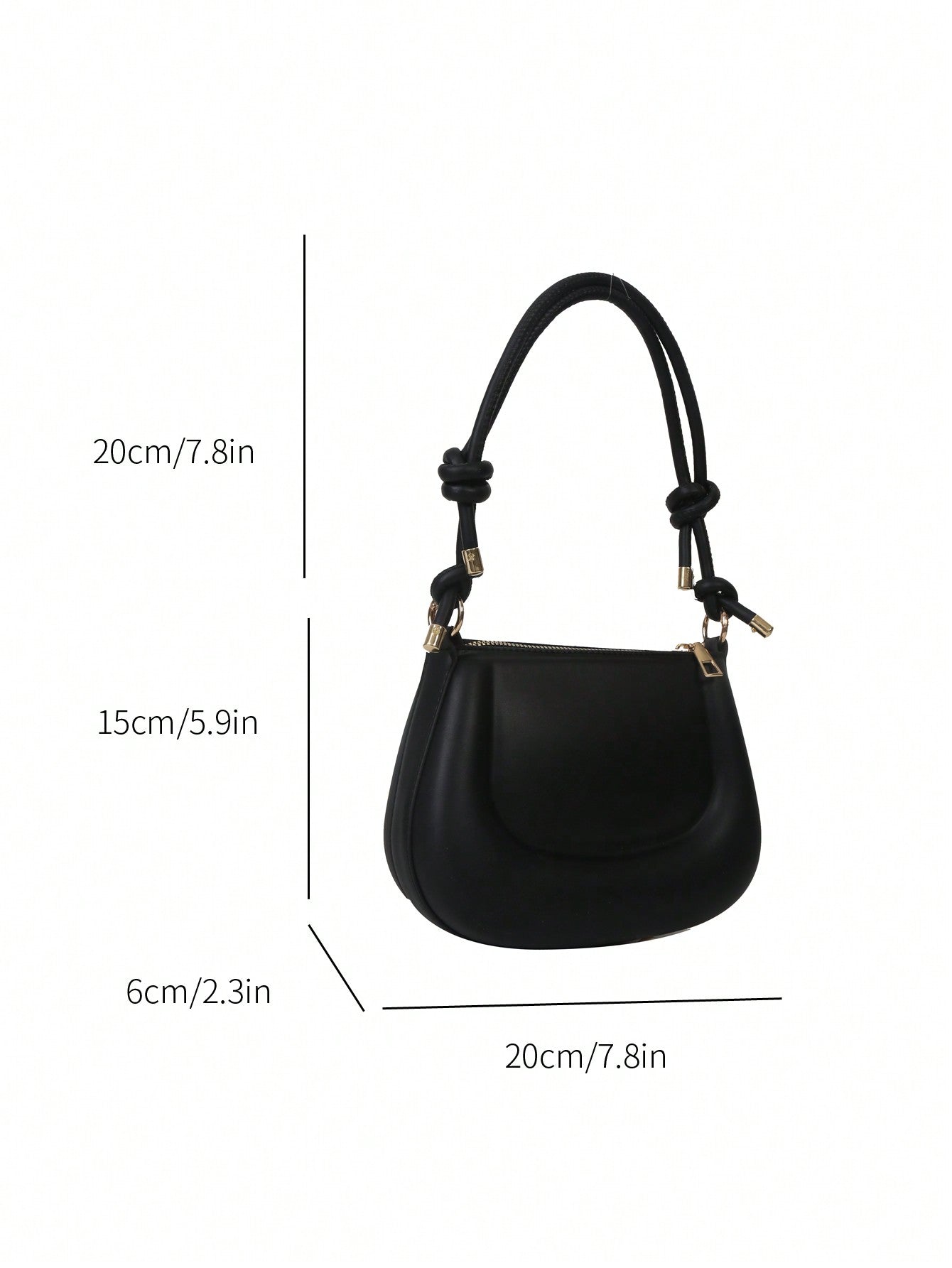 New women's mini shoulder bag simple solid color versatile small square bag Knotted Strap Shoulder Bag Solid Color Zipper Underarm Bag PU Leather Stylish Trendy Bag