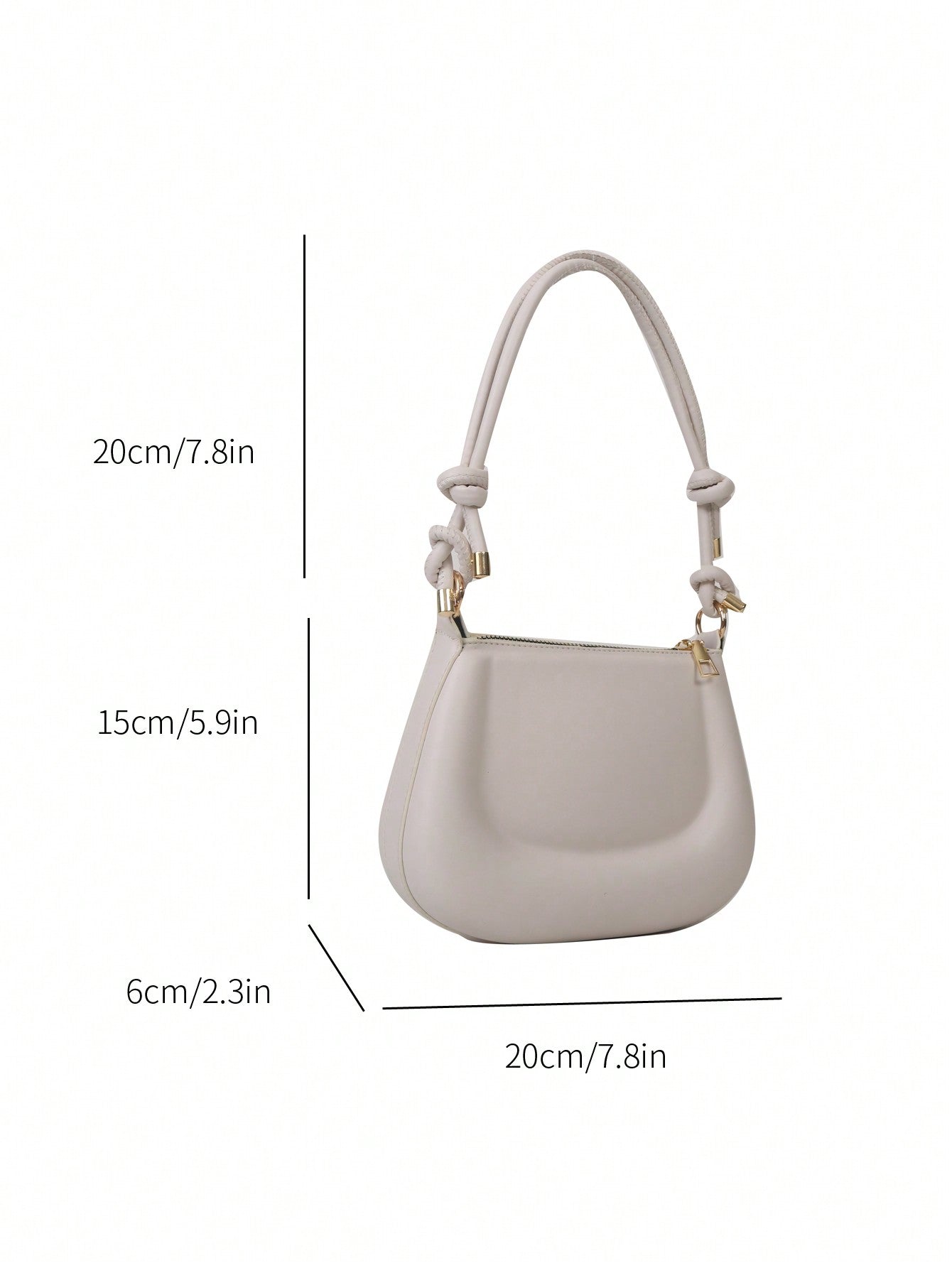 New women's mini shoulder bag simple solid color versatile small square bag Knotted Strap Shoulder Bag Solid Color Zipper Underarm Bag PU Leather Stylish Trendy Bag