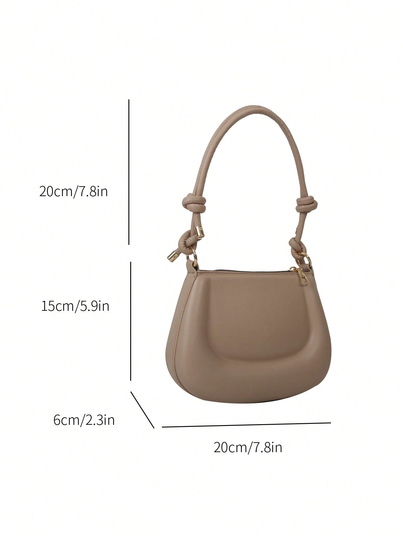 New women's mini shoulder bag simple solid color versatile small square bag Knotted Strap Shoulder Bag Solid Color Zipper Underarm Bag PU Leather Stylish Trendy Bag