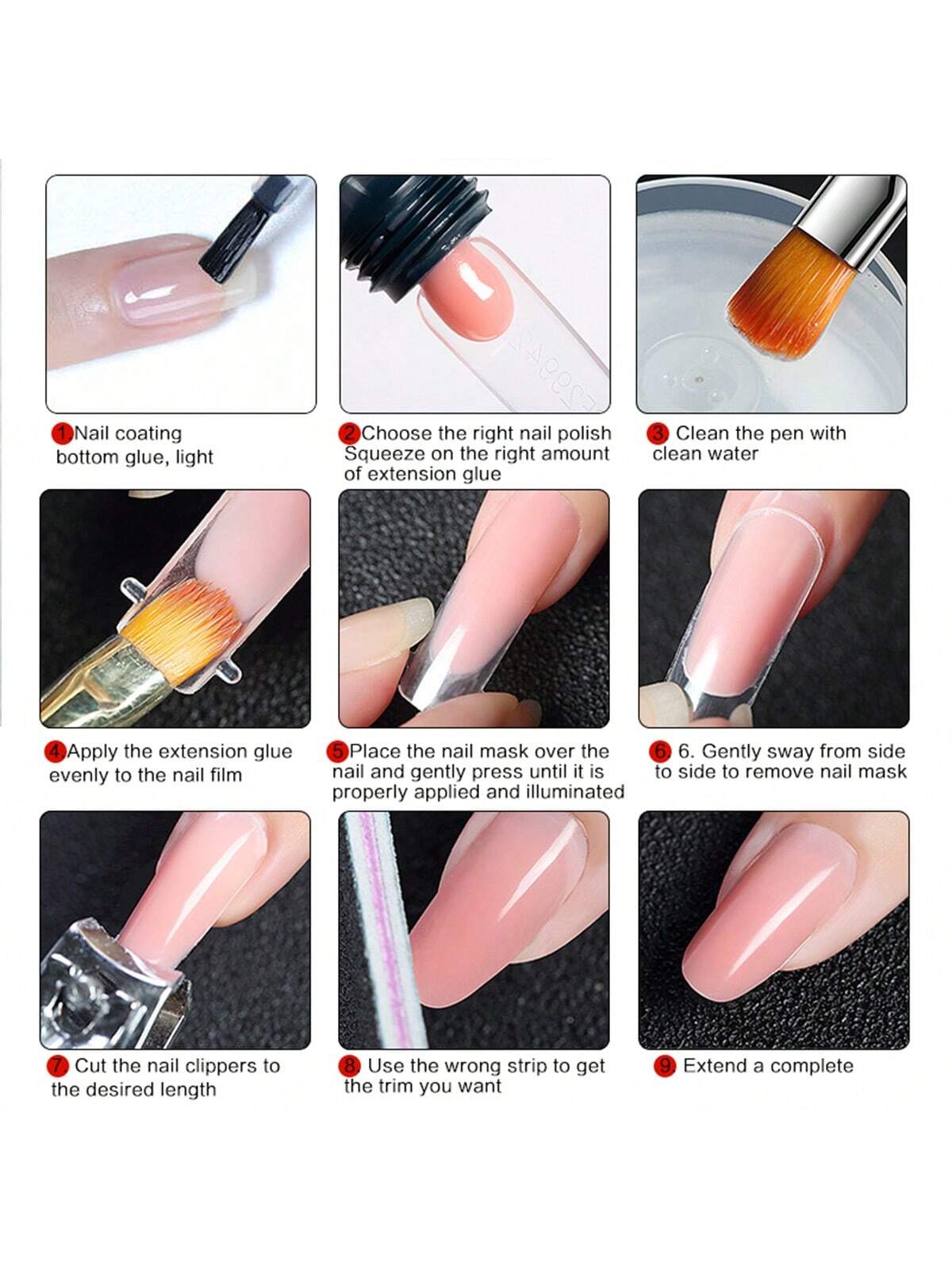 3Pcs 15Ml Poly Nail Gel Full Set For Extention Gel Polish Steal Push, Base And Top Coat, Cleaning Water And Nail Mold Kit Set Acrylic Nail Beginner Manicure Tool Kits Nail Gift For Women