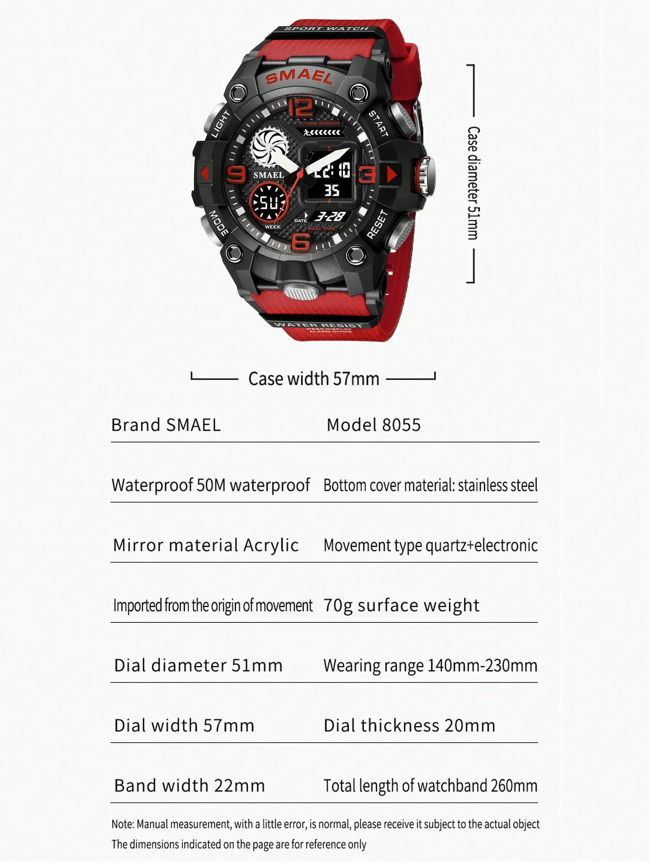 Smael Pointer Dual Display Electronic Sports Watch, Multifunctional Waterproof Watch For Men & Students, Suitable For Outdoor Activities