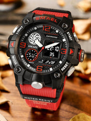 Smael Pointer Dual Display Electronic Sports Watch, Multifunctional Waterproof Watch For Men & Students, Suitable For Outdoor Activities